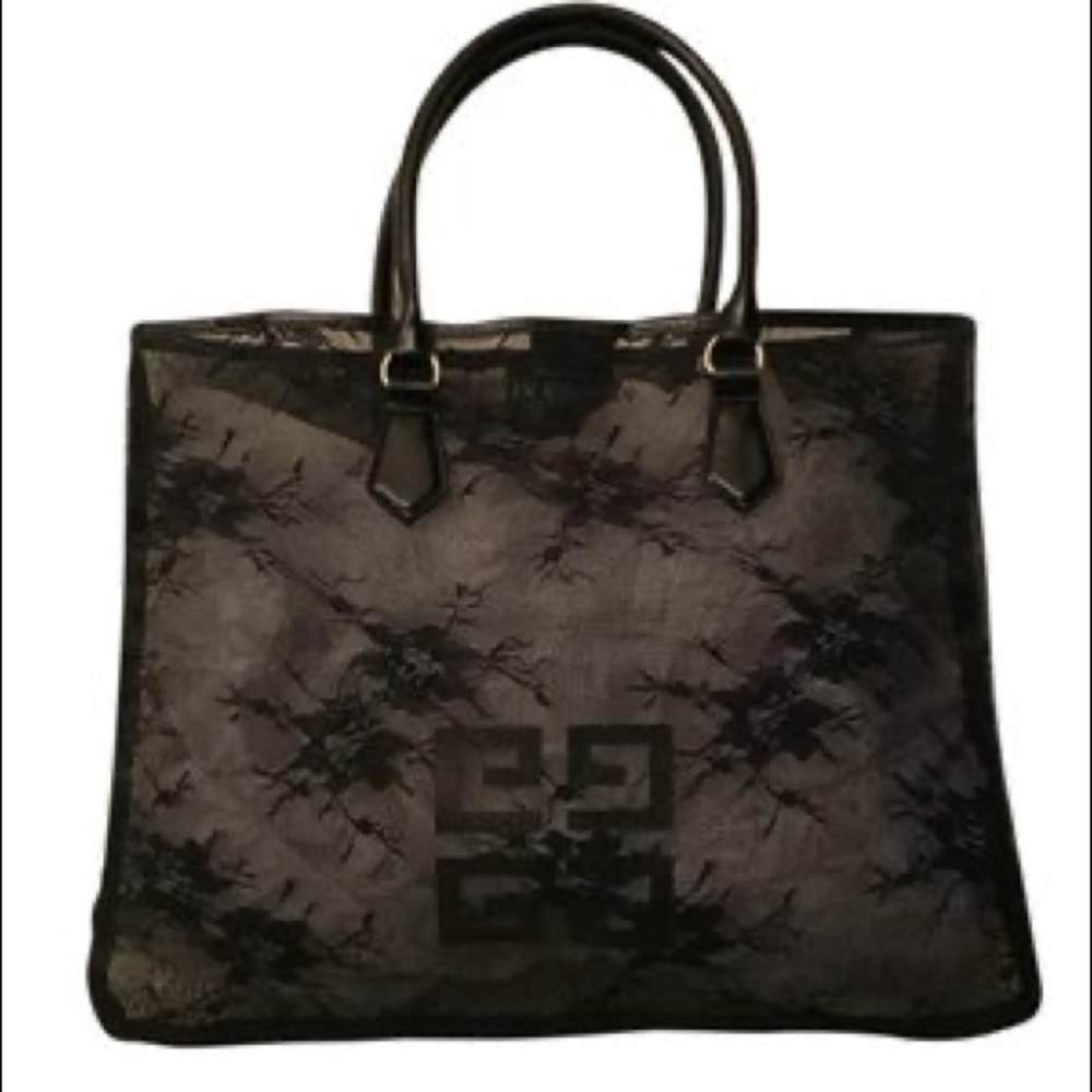 GIVENCHY Parfums Black Floral Lace Tote Bag